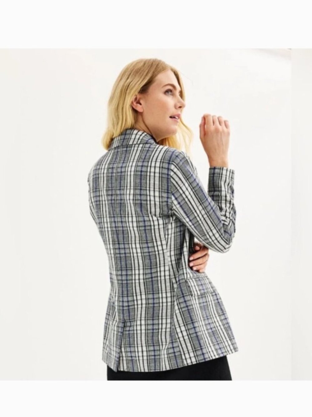 Nine West Classic Plaid Sport Coat Blazer 1-Button Size Large